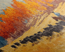 Load image into Gallery viewer, Cowboy Herding Cattle Under Mountains Framed Canvas Print Tall Art Autumn Country Landscape Fall Decor Western Wall Art Farmhouse Gift Idea
