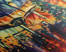 Load image into Gallery viewer, Elegant ballroom Christmas tree with dancing couples, framed canvas print vibrant holiday party decor perfect seasonal wall art
