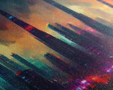 Load image into Gallery viewer, Dystopian Cyberpunk City, ready to hang canvas print wall art, framed canvas wall art, mancave wall art, Cyberpunk Art
