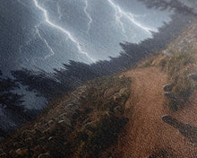 Carregar imagem no visualizador da galeria, Gloomy Haunted Graveyard At Night, Lightning Storm, Halloween Cemetery Art, ready to hang canvas print wall art
