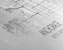 Load image into Gallery viewer, Panoramic Anchorage City Map, Alaska Art, Map Print, Minimalist Wall Art, Canvas Art, Housewarming Gift, Street Map Art, Closing Gift
