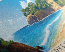 Load image into Gallery viewer, Adventure Bay, Australia Panoramic Beach Print, Vacation Gift, Australia Wall Art, Framed Canvas Print, Framed Beach Painting
