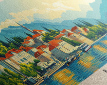 Load image into Gallery viewer, Banje, Croatia Panoramic Print, Vacation Gift, Croatia Wall Art, Beach Painting, Beach Decor, Beach Or Lakehouse Art
