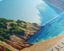 Carregar imagem no visualizador da galeria, Cala Violina, Italy Panoramic Beach Print, Vacation Gift, Italy Wall Art, Framed Canvas Print, Framed Beach Painting
