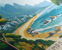 Carregar imagem no visualizador da galeria, Camps Bay Beach, South Africa Panoramic Beach Print, Vacation Gift, South Africa Wall Art, Framed Canvas Print, Framed Beach Painting
