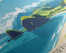 Load image into Gallery viewer, D’Urville Island, New Zealand Panoramic Print, Vacation Gift, New Zealand Wall Art, Beach Painting, Beach Decor, Large Wall Art, Wood Frame Art
