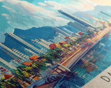 Load image into Gallery viewer, Da Nang, Vietnam Panoramic Beach Print, Vacation Gift, Vietnam Wall Art, Framed Canvas Print, Framed Beach Painting
