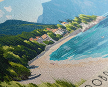 Load image into Gallery viewer, Dobrec Beach, Montenegro Panoramic Print, Vacation Gift, Montenegro Wall Art, Beach Painting, Beach Decor, Beach Or Lakehouse Art
