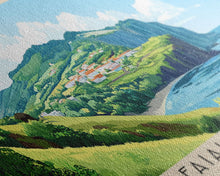 Carregar imagem no visualizador da galeria, Faial Island, Portugal Panoramic Print, Vacation Gift, Portugal Wall Art, Beach Painting, Beach Decor, Large Wall Art, Wood Frame Art
