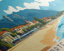 Load image into Gallery viewer, Forte dei Marmi, Italy Panoramic Beach Print, Vacation Gift, Italy Wall Art, Framed Canvas Print, Framed Beach Painting
