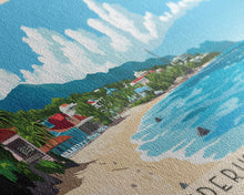 Cargar imagen en el visor de la galería, Frederiksted Beach, US Virgin islands Panoramic Print, Vacation Gift, US Virgin islands Wall Art, Beach Painting, Beach Decor, Beach Or Lakehouse Art
