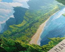 Cargar imagen en el visor de la galería, Hanalei Bay, Hawaii Panoramic Print, Vacation Gift, Hawaii Wall Art, Beach Painting, Beach Decor, Large Wall Art, Wood Frame Art
