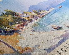 Load image into Gallery viewer, Alaçatı 11 Beach, Turkey Watercolor Beach Print, Vacation Gift, Turkey Wall Art, Beach Painting, Beach Decor, Beach Painting
