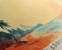 Load image into Gallery viewer, Alappuzha Beach, India Watercolor Print, Vacation Gift, India Wall Art, Beach Painting, Beach Decor, Large Wall Art, Wood Frame Art
