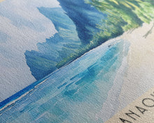 Load image into Gallery viewer, Anaoke Beach, Cook Islands Watercolor Beach Print, Vacation Gift, Cook Islands Wall Art, Beach Painting, Beach Decor, Beach Painting
