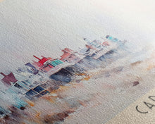 Carregar imagem no visualizador da galeria, Cape May, New Jersey Watercolor Beach Print, Vacation Gift, New Jersey Wall Art, Framed Canvas Print, Framed Beach Painting
