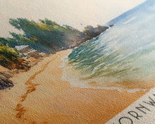 Load image into Gallery viewer, Cornwall Beach, Jamaica Watercolor Beach Print, Vacation Gift, Jamaica Wall Art, Framed Canvas Print, Framed Beach Painting
