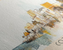 Load image into Gallery viewer, Cozumel, Mexico Watercolor Print, Vacation Gift, Mexico Wall Art, Beach Painting, Beach Decor, Large Wall Art, Wood Frame Art
