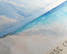 Load image into Gallery viewer, Cruise Center Beach, Turks and Caicos Watercolor Print, Vacation Gift, Turks and Caicos Wall Art, Beach Painting, Beach Decor, Large Wall Art, Wood Frame Art
