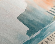 Load image into Gallery viewer, Easter Island, Chile Watercolor Beach Print, Vacation Gift, Chile Wall Art, Beach Painting, Beach Decor, Beach Painting
