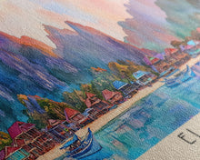 Load image into Gallery viewer, El Nido, Philippines Watercolor Beach Print, Vacation Gift, Philippines Wall Art, Framed Canvas Print, Framed Beach Painting
