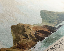 Load image into Gallery viewer, Genovesa Island, Ecuador Watercolor Beach Print, Vacation Gift, Ecuador Wall Art, Framed Canvas Print, Framed Beach Painting
