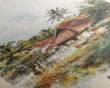 Load image into Gallery viewer, Bali, Indonesia Watercolor Print, Vacation Gift, Indonesia Wall Art, Beach Painting, Beach Decor, Large Wall Art, Wood Frame Art

