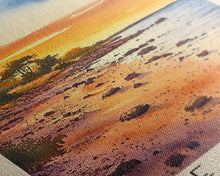 Load image into Gallery viewer, Cape Maclear, Malawi Watercolor Print, Vacation Gift, Malawi Wall Art, Beach Painting, Beach Decor, Large Wall Art, Wood Frame Art
