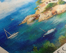 Load image into Gallery viewer, Cortegada Island, Spain Watercolor Beach Print, Vacation Gift, Spain Wall Art, Framed Canvas Print, Framed Beach Painting
