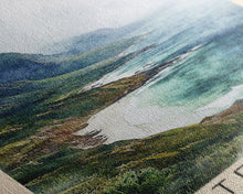 Load image into Gallery viewer, Eastern Cape, Coffee Bay Watercolor Print, Vacation Gift, Coffee Bay Wall Art, Beach Painting, Beach Decor, Large Wall Art, Wood Frame Art
