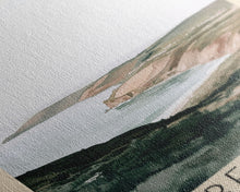 Load image into Gallery viewer, Flores Island, Portugal Watercolor Beach Print, Vacation Gift, Portugal Wall Art, Framed Canvas Print, Framed Beach Painting
