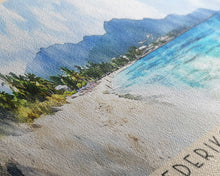 Load image into Gallery viewer, Frederiksted Beach, US Virgin islands Watercolor Beach Print, Vacation Gift, US Virgin islands Wall Art, Beach Painting, Beach Decor, Beach Painting
