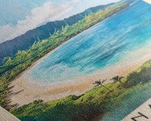 Cargar imagen en el visor de la galería, Hanalei Bay, Hawaii Watercolor Beach Print, Vacation Gift, Hawaii Wall Art, Framed Canvas Print, Framed Beach Painting
