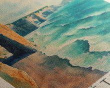 Load image into Gallery viewer, Étretat, France Watercolor Print, Vacation Gift, France Wall Art, Beach Painting, Beach Decor, Large Wall Art, Wood Frame Art
