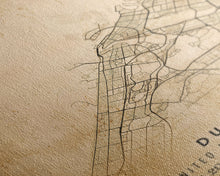 Load image into Gallery viewer, Dubai UAE map print poster or framed canvas, Dubai map print poster canvas, Dubai city map print poster canvas, Vintage Travel Art
