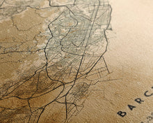Load image into Gallery viewer, Barcelona Spain map print poster or framed canvas, Barcelona map print poster canvas, Spain city map print poster canvas, Vintage Travel Art
