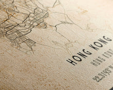 Load image into Gallery viewer, Vintage Hong Kong City Map Wall Art Canvas Print, Distressed Hong Kong Map, Framed Wall Art, Cool Hong Kong Travel Wall Art, Office Art
