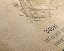 Load image into Gallery viewer, Dubai UAE map print poster or framed canvas, Dubai map print poster canvas, Dubai city map print poster canvas, Vintage Travel Art

