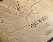 Load image into Gallery viewer, Fort Worth Panoramic map print poster or framed canvas, Texas map print poster canvas, Fort Worth city map print poster canvas, Panther City
