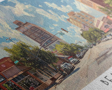 Carregar imagem no visualizador da galeria, Beaumont Texas Panoramic Painting, Watercolor Framed Canvas Print, Scenic City Art, Travel Poster, Wall Hanging, Living Room Art, Gift Idea
