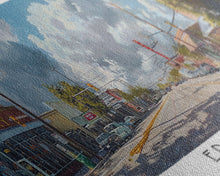 Load image into Gallery viewer, Edinburg Texas Panoramic Watercolor Painting, Scenic Framed Canvas Print, Urban Wall Art for Office, Travel Poster, Home Decor, City Gift Idea
