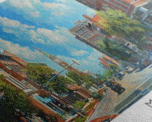 Carregar imagem no visualizador da galeria, Mobile Alabama Panoramic Framed Canvas Print, Watercolor City Art, Office Wall Decor, Travel Poster, Living Room Decor, City Print
