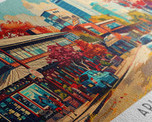 Carregar imagem no visualizador da galeria, Arlington Texas Panoramic Painting Framed Canvas Print, Mid Century Modern Art, Pop Art Style, Travel Poster, Living Room Decor
