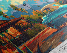 Cargar imagen en el visor de la galería, Chula Vista California Panoramic Wall Art Framed Canvas Print, Mid Century Modern Art, Pop Art Style, Travel Poster, Home Decor, Retro Style
