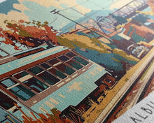Load image into Gallery viewer, Albuquerque New Mexico Panoramic Painting, Mid Century Modern Framed Canvas Print, Retro Pop Art Travel Poster, Wall Decor, Office Art
