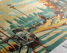 Carregar imagem no visualizador da galeria, Buffalo New York Panoramic Painting, Mid Century Modern Framed Canvas Print, Retro Pop Art Travel Poster, Wall Decor, Home Decor, Wall Hanging
