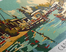 Carregar imagem no visualizador da galeria, Cape Coral Florida Panoramic Wall Art, Retro Pop Art Framed Canvas Print, Mid Century Modern Travel Poster, Living Room Decor, Office Wall Art
