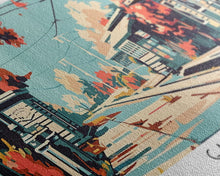 Load image into Gallery viewer, Garland Texas Panoramic Painting, Mid Century Modern Framed Canvas Print, Retro Pop Art Travel Poster, Wall Art, Home Decor, Office Art
