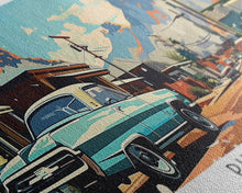 Load image into Gallery viewer, Phoenix Arizona Panoramic Painting, Retro Style Framed Canvas Print, Mid Century Modern Art, Pop Art Travel Poster, Home Office Decor
