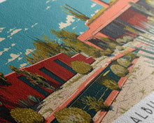 Carregar imagem no visualizador da galeria, Albuquerque New Mexico Panoramic Painting, Mid Century Modern Framed Canvas Print, Retro Pop Art Travel Poster, Home Decor, City Print

